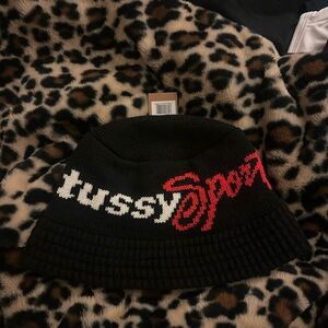 Stussy Sport Black and Red Knit Bucket Hat RARE